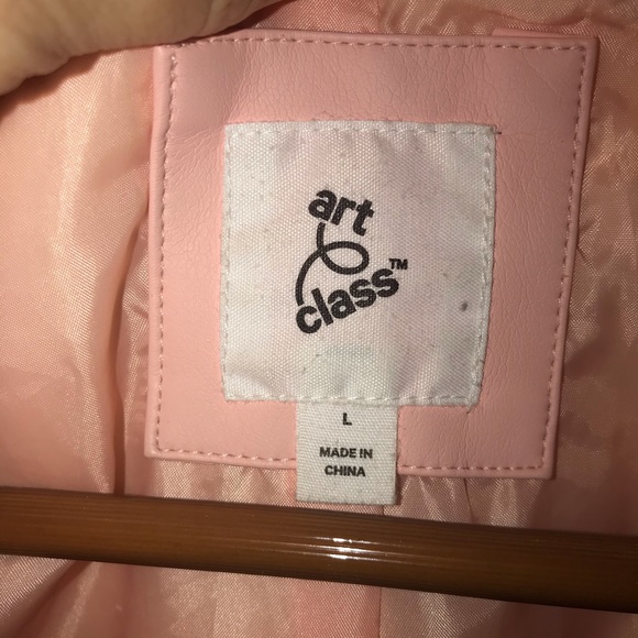 Blush faux leather girl’s jacket - Picture 3 of 5